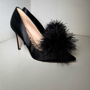 Sam Edelman Elegant Black Heels with Feather Detail